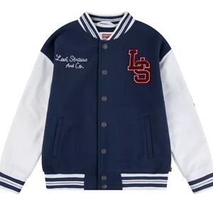 Levi's Boys Navy and White Varsity Jacket size Small- 8-10